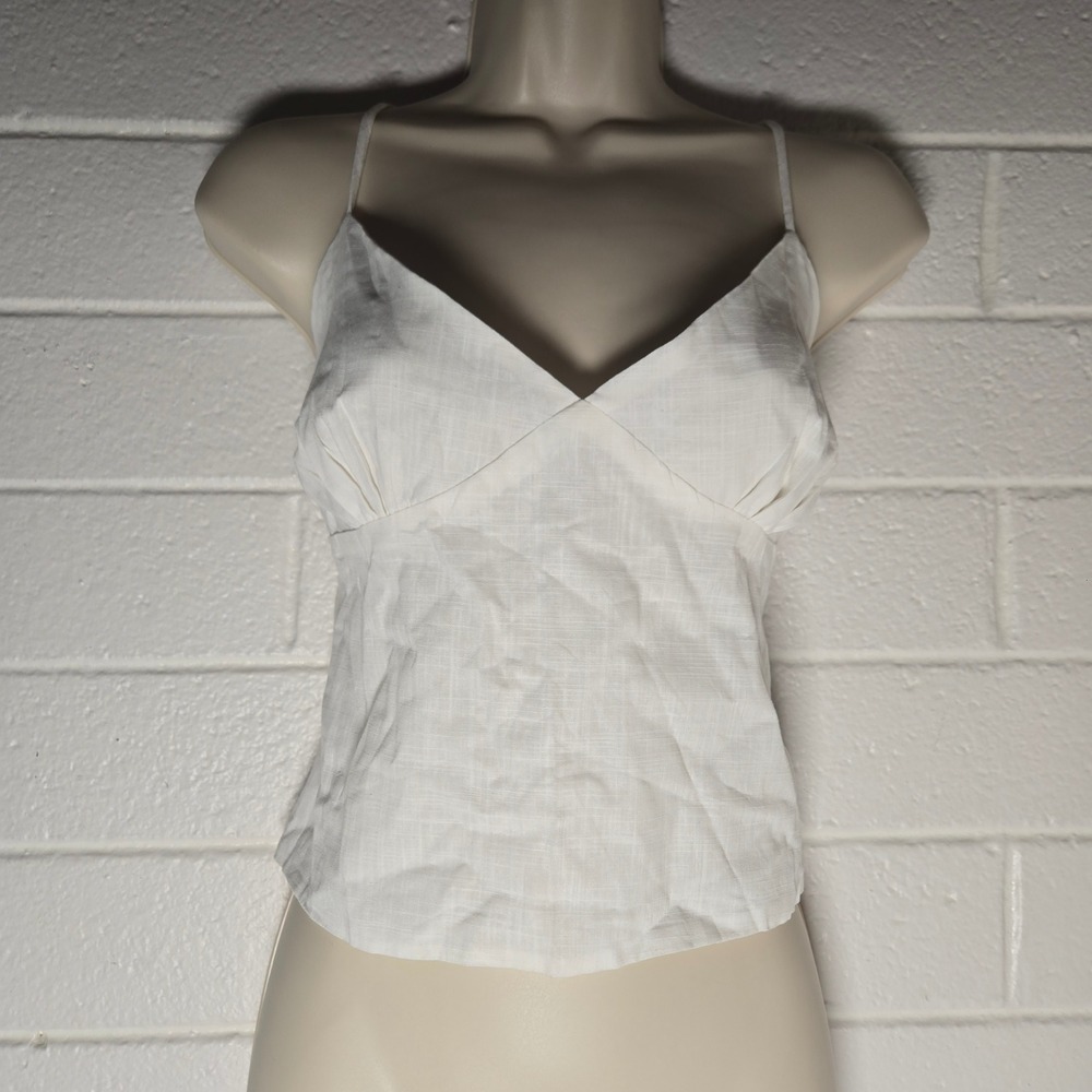 Peppermayo White Cotton Lace Up Back Cami Top 2 XS Crop Boho Minimalist Coquette